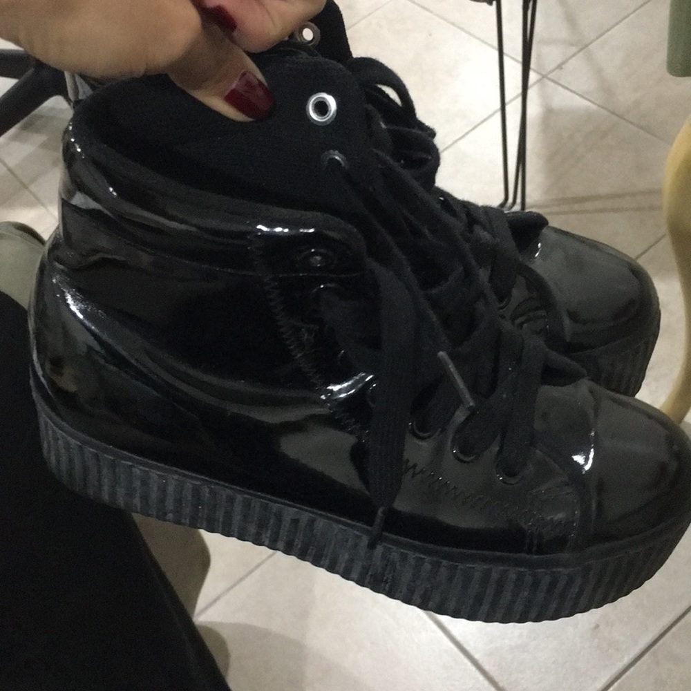 Black platform sneakers